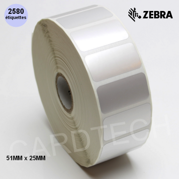 Zebra Z-Ultimate 3000T étiquettes en polyester argent 51MM x 25MM